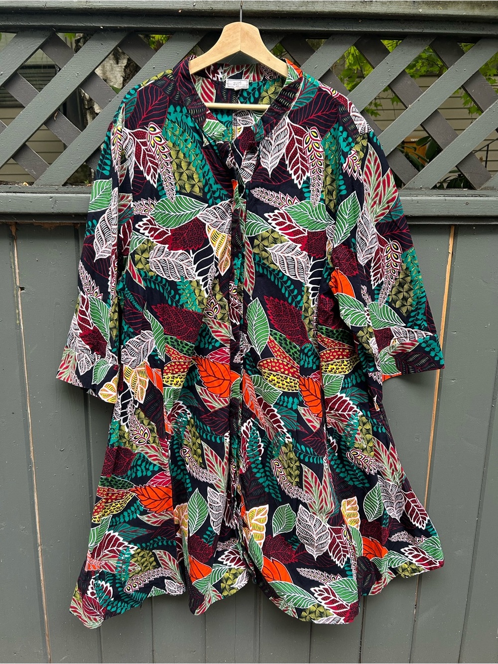Zuri Kenya Dress 3/4 Length Sleeve 100% Cotton A-Line Dress